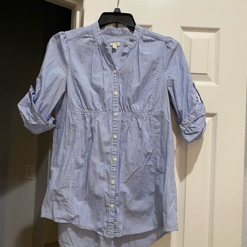 Odille  blue and white stripes dress. Size 10. 3/4 sleeves